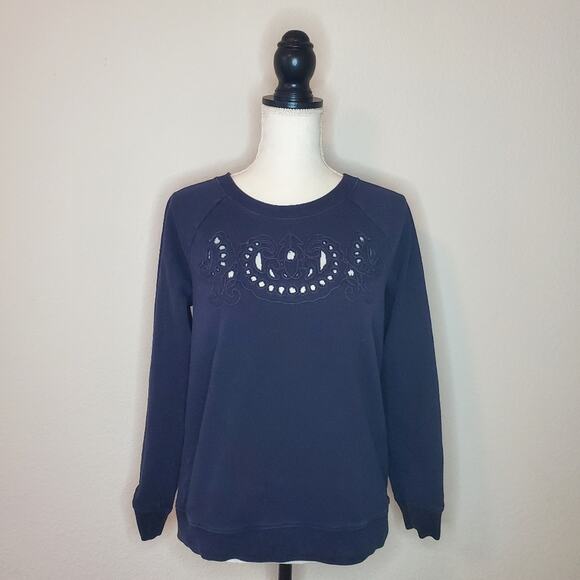 Madewell Navy Embroidered Sweatshirt Medium - Picture 1 of 7